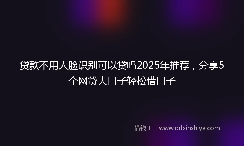 贷款不用人脸识别可以贷吗2025年推荐，分享5个网贷大口子轻松借口子