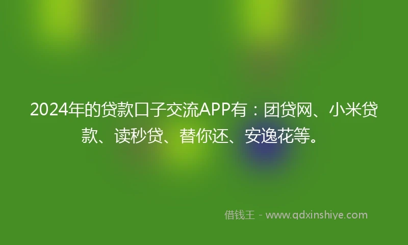 2024年的贷款口子交流APP有：团贷网、小米贷款、读秒贷、替你还、安逸花等。