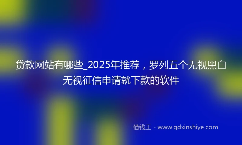 贷款网站有哪些_2025年推荐，罗列五个无视黑白无视征信申请就下款的软件
