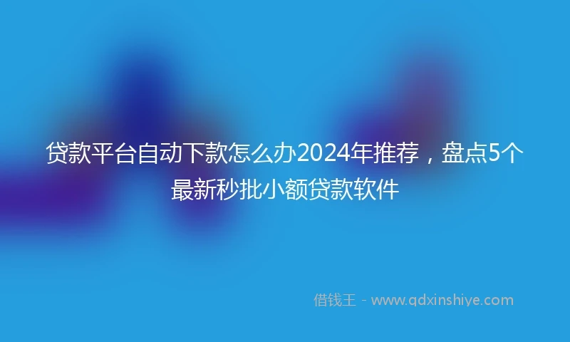 贷款平台自动下款怎么办2024年推荐，盘点5个最新秒批小额贷款软件