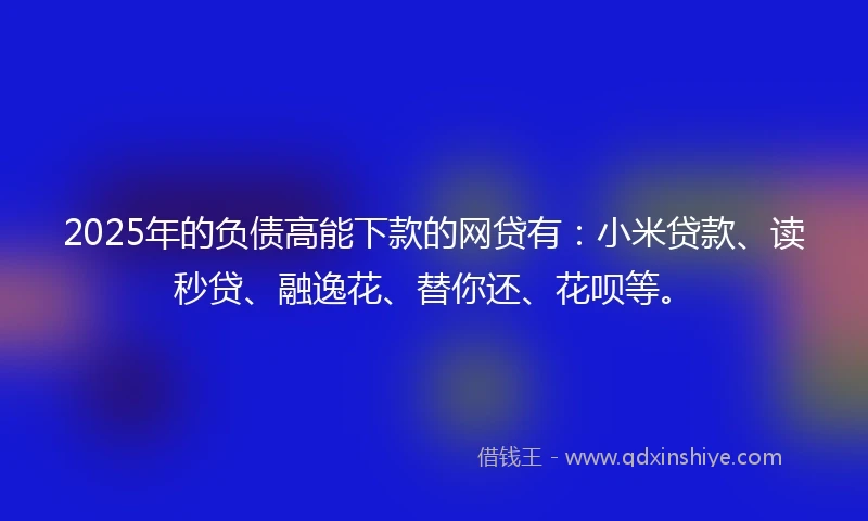 2025年的负债高能下款的网贷有：小米贷款、读秒贷、融逸花、替你还、花呗等。