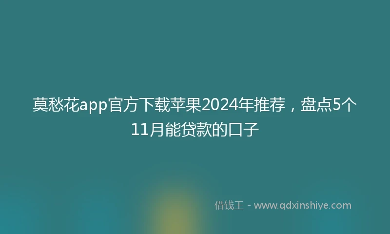 莫愁花app官方下载苹果2024年推荐，盘点5个11月能贷款的口子