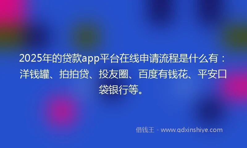 2025年的贷款app平台在线申请流程是什么有：洋钱罐、拍拍贷、投友圈、百度有钱花、平安口袋银行等。