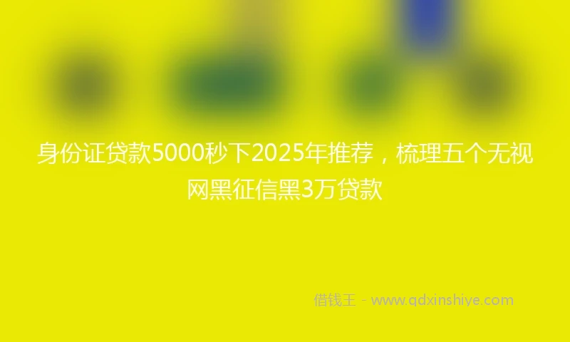 身份证贷款5000秒下2025年推荐，梳理五个无视网黑征信黑3万贷款