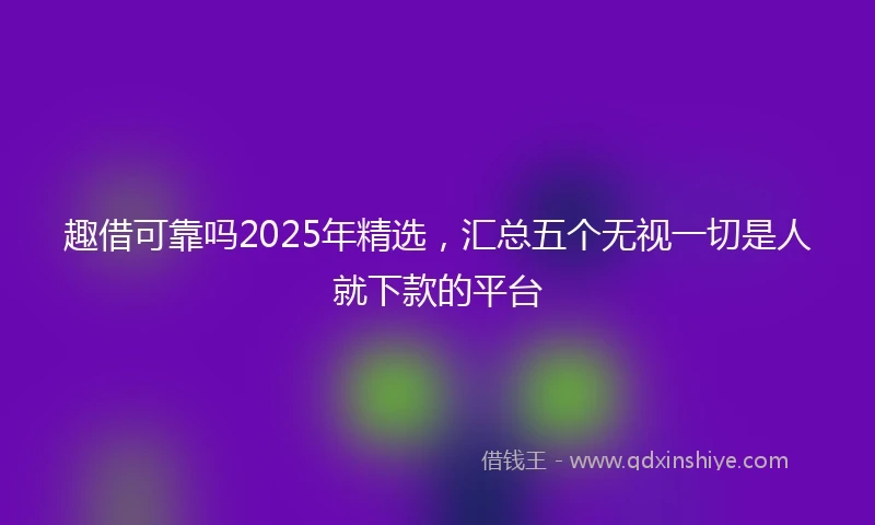 趣借可靠吗2025年精选,汇总五个无视一切是人就下款的平台