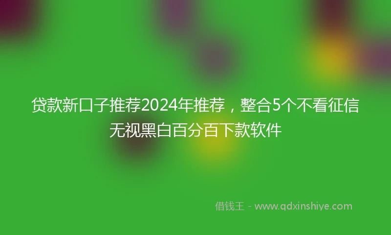 贷款新口子推荐2024年推荐，整合5个不看征信无视黑白百分百下款软件