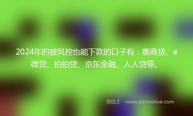 2024年的被风控也能下款的口子有：惠商贷、e微贷、拍拍贷、京东金融、人人贷等。