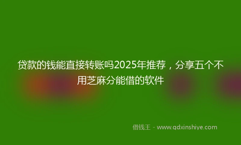 贷款的钱能直接转账吗2025年推荐，分享五个不用芝麻分能借的软件