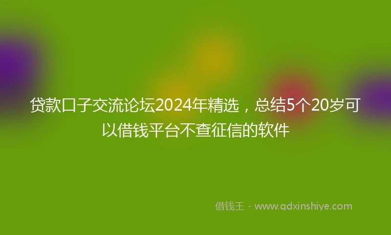 贷款口子交流论坛2024年精选，总结5个20岁可以借钱平台不查征信的软件