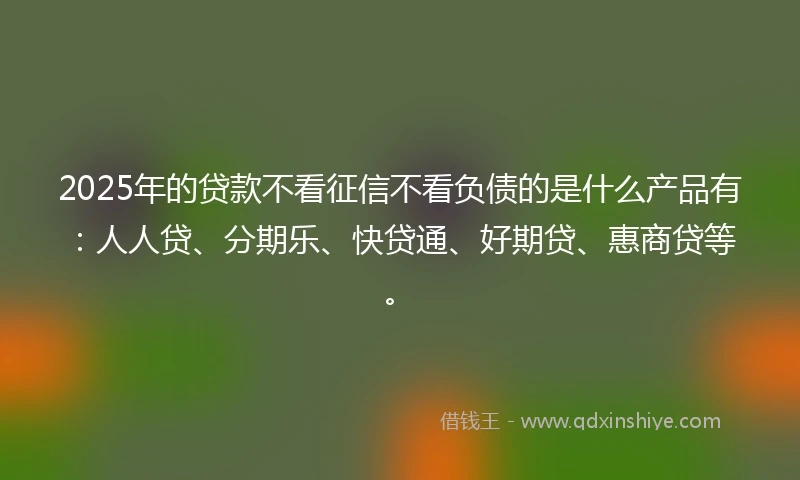 2025年的贷款不看征信不看负债的是什么产品有：人人贷、分期乐、快贷通、好期贷、惠商贷等。