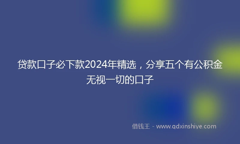 贷款口子必下款2024年精选，分享五个有公积金无视一切的口子