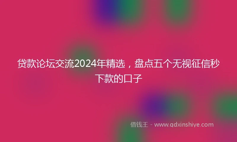贷款论坛交流2024年精选，盘点五个无视征信秒下款的口子