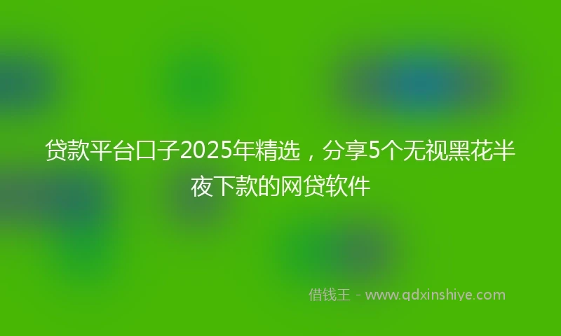 贷款平台口子2025年精选，分享5个无视黑花半夜下款的网贷软件