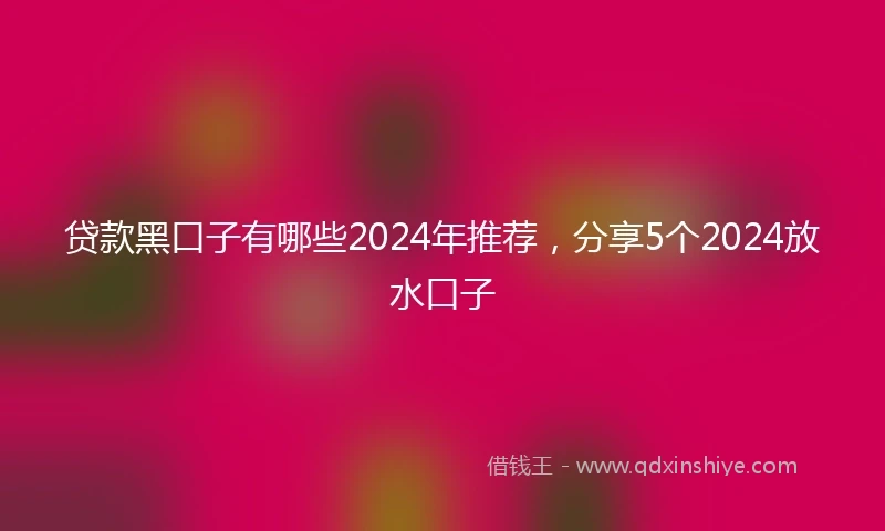 贷款黑口子有哪些2024年推荐，分享5个2024放水口子
