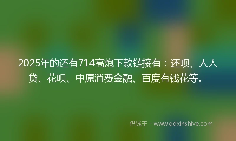 2025年的还有714高炮下款链接有：还呗、人人贷、花呗、中原消费金融、百度有钱花等。