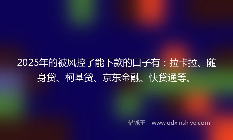 2025年的被风控了能下款的口子有：拉卡拉、随身贷、柯基贷、京东金融、快贷通等。