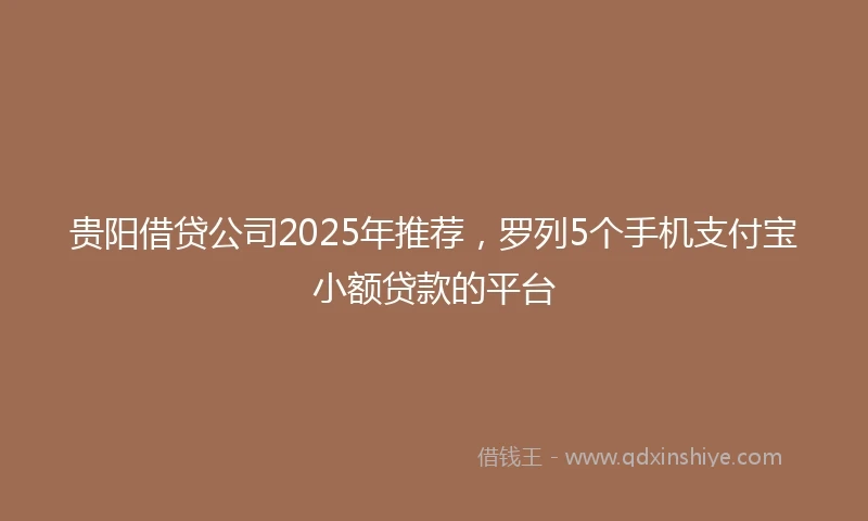贵阳借贷公司2025年推荐，罗列5个手机支付宝小额贷款的平台