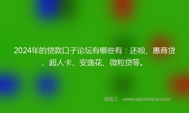 2024年的贷款口子论坛有哪些有：还呗、惠商贷、超人卡、安逸花、微粒贷等。