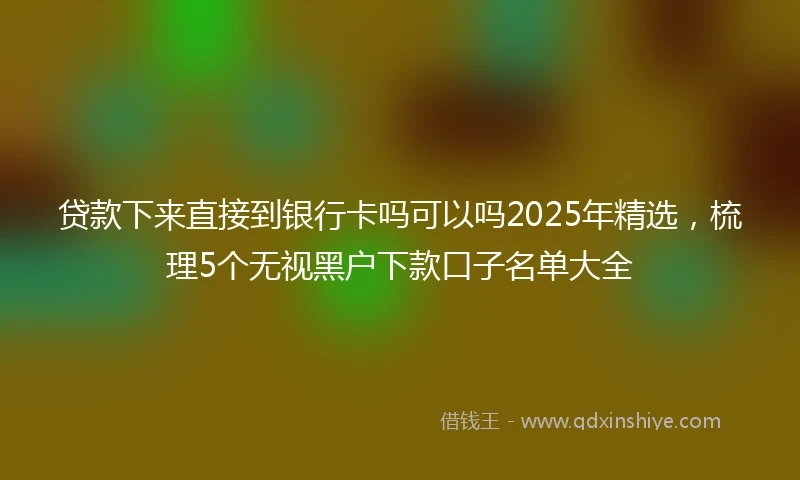 贷款下来直接到银行卡吗可以吗2025年精选，梳理5个无视黑户下款口子名单大全