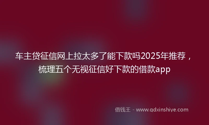 车主贷征信网上拉太多了能下款吗2025年推荐，梳理五个无视征信好下款的借款app