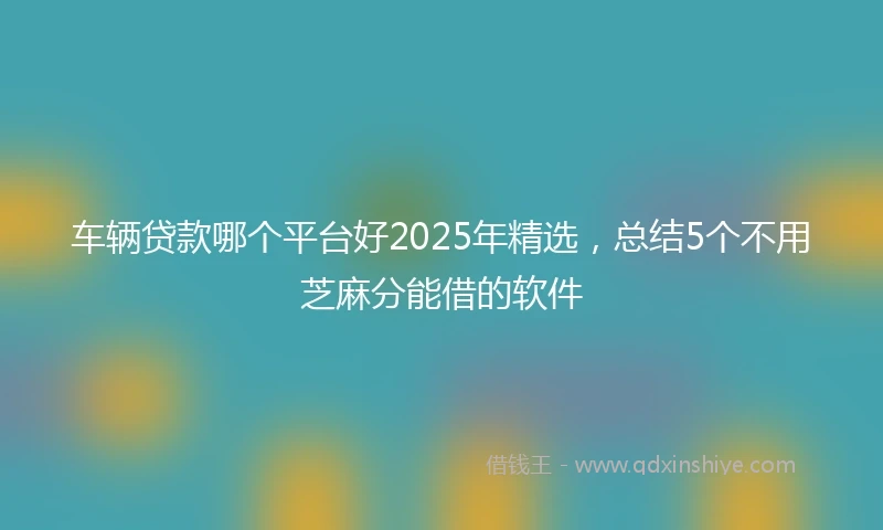 车辆贷款哪个平台好2025年精选，总结5个不用芝麻分能借的软件