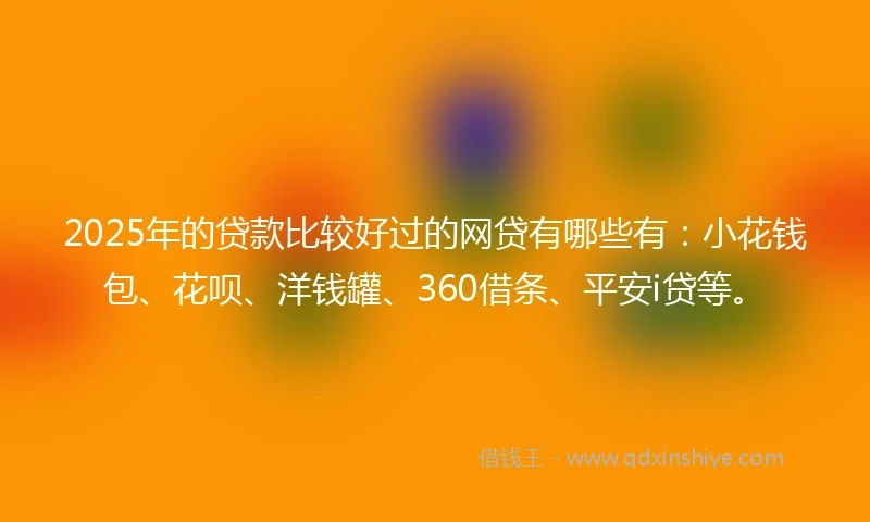 2025年的贷款比较好过的网贷有哪些有：小花钱包、花呗、洋钱罐、360借条、平安i贷等。