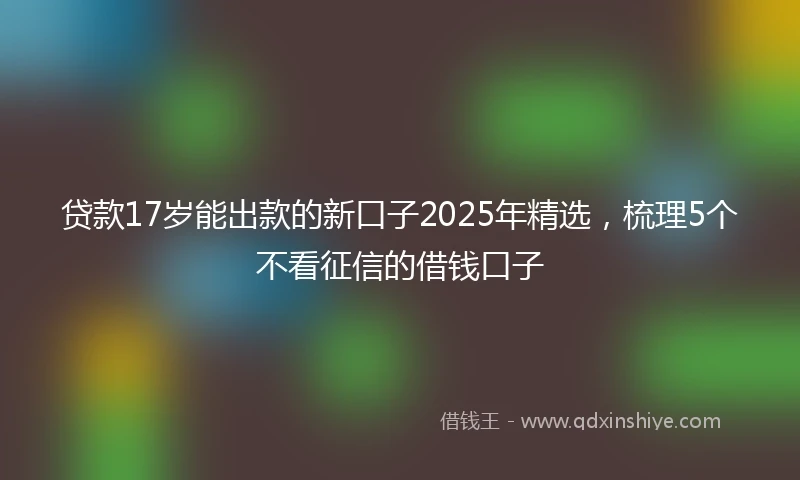 贷款17岁能出款的新口子2025年精选，梳理5个不看征信的借钱口子