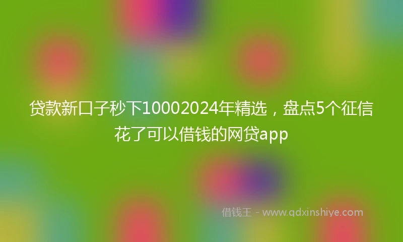 贷款新口子秒下10002024年精选，盘点5个征信花了可以借钱的网贷app
