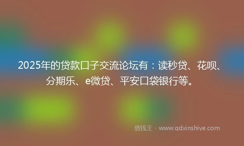 2025年的贷款口子交流论坛有：读秒贷、花呗、分期乐、e微贷、平安口袋银行等。