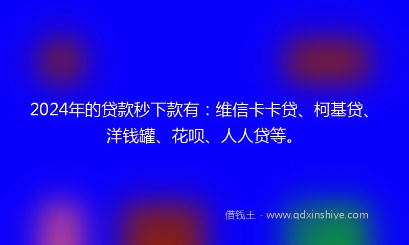 2024年的贷款秒下款有：维信卡卡贷、柯基贷、洋钱罐、花呗、人人贷等。