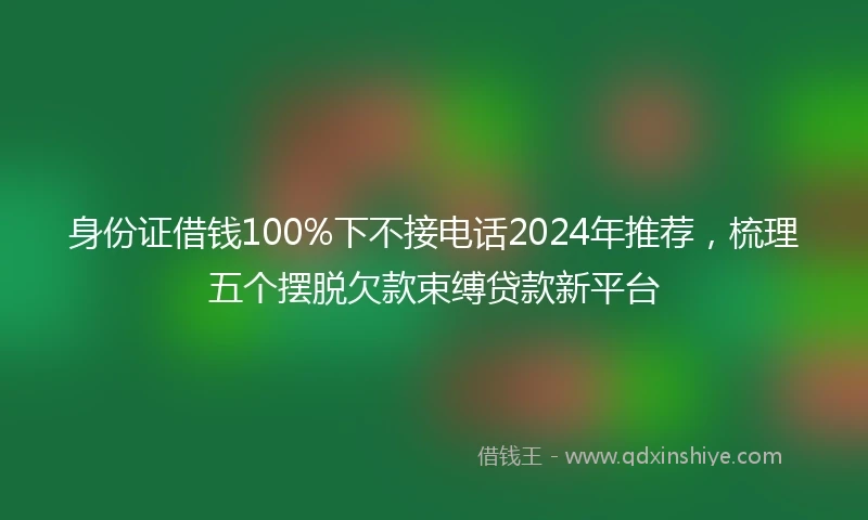 身份证借钱100%下不接电话2024年推荐，梳理五个摆脱欠款束缚贷款新平台