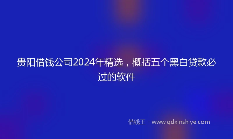 贵阳借钱公司2024年精选，概括五个黑白贷款必过的软件