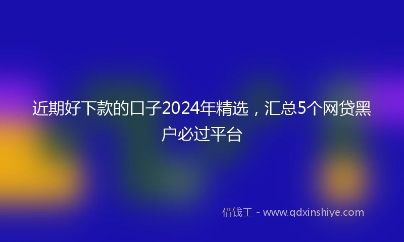 近期好下款的口子2024年精选，汇总5个网贷黑户必过平台