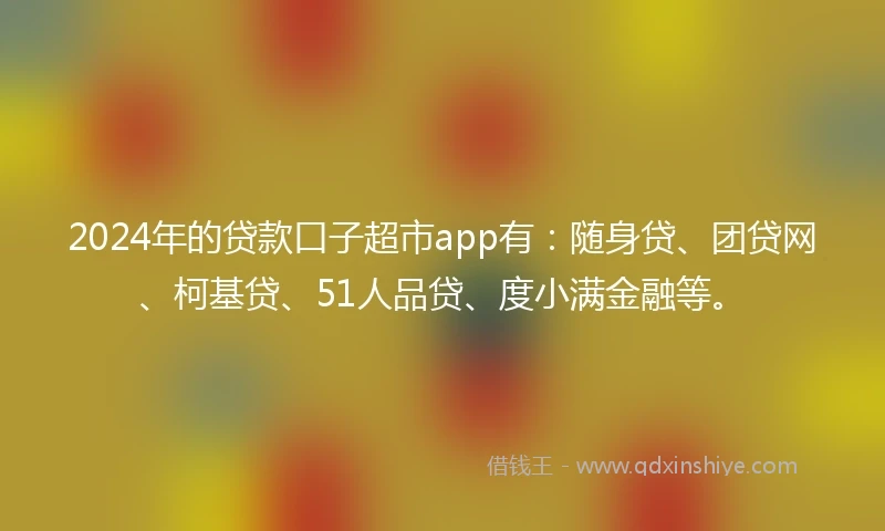 2024年的贷款口子超市app有：随身贷、团贷网、柯基贷、51人品贷、度小满金融等。