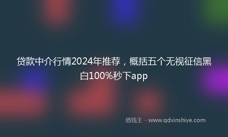 贷款中介行情2024年推荐，概括五个无视征信黑白100%秒下app