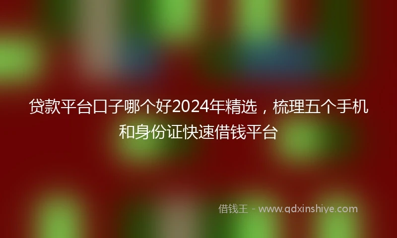 贷款平台口子哪个好2024年精选，梳理五个手机和身份证快速借钱平台