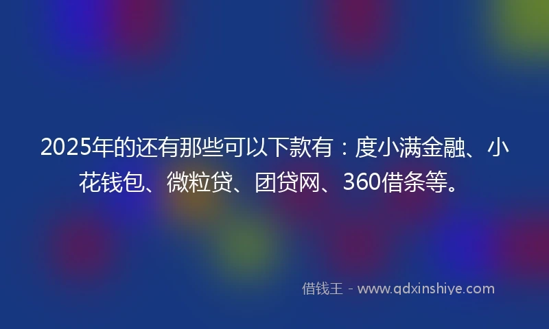 2025年的还有那些可以下款有：度小满金融、小花钱包、微粒贷、团贷网、360借条等。