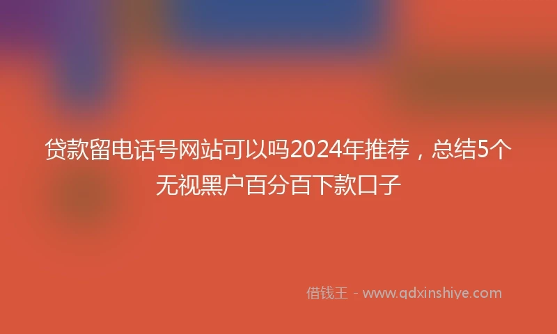 贷款留电话号网站可以吗2024年推荐，总结5个无视黑户百分百下款口子
