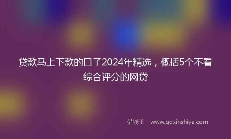 贷款马上下款的口子2024年精选，概括5个不看综合评分的网贷