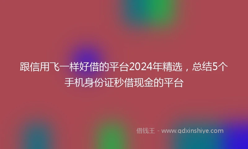跟信用飞一样好借的平台2024年精选,总结5个手机身份证秒借现金的平台