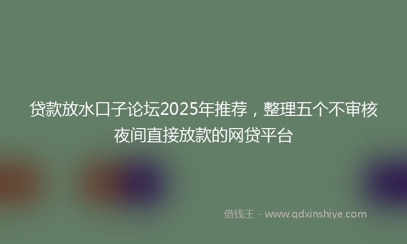 贷款放水口子论坛2025年推荐，整理五个不审核夜间直接放款的网贷平台