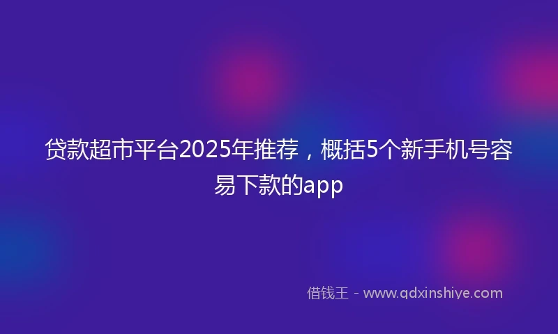 贷款超市平台2025年推荐，概括5个新手机号容易下款的app