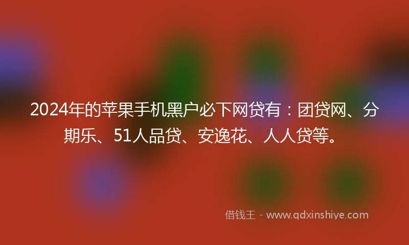 2024年的苹果手机黑户必下网贷有：团贷网、分期乐、51人品贷、安逸花、人人贷等。