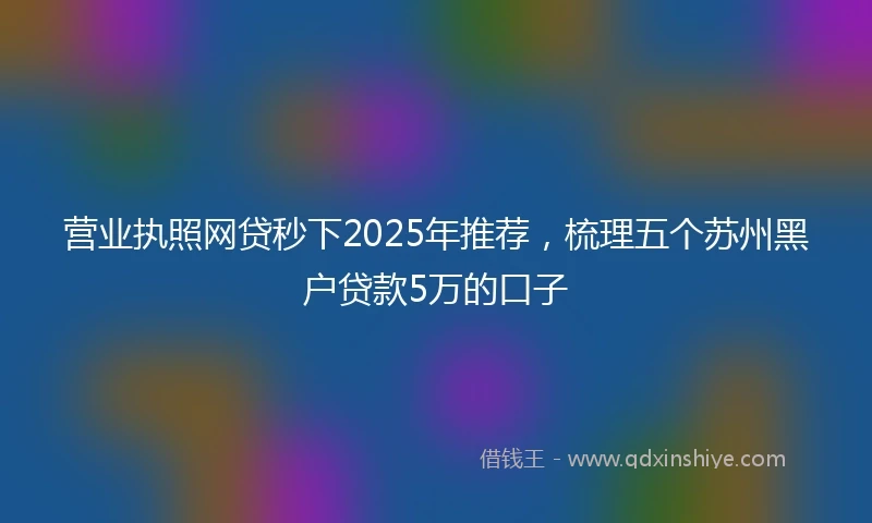 营业执照网贷秒下2025年推荐，梳理五个苏州黑户贷款5万的口子