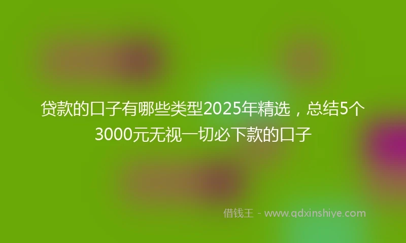 贷款的口子有哪些类型2025年精选，总结5个3000元无视一切必下款的口子