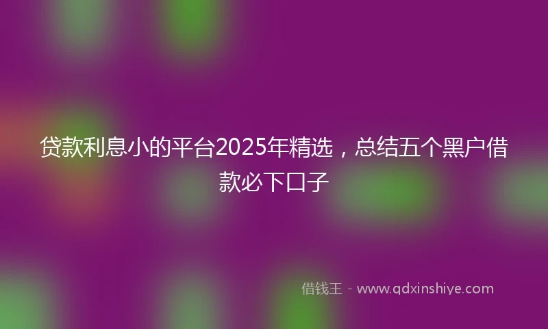 贷款利息小的平台2025年精选，总结五个黑户借款必下口子