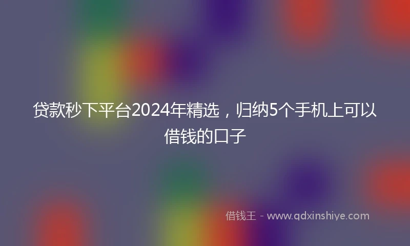 贷款秒下平台2024年精选，归纳5个手机上可以借钱的口子
