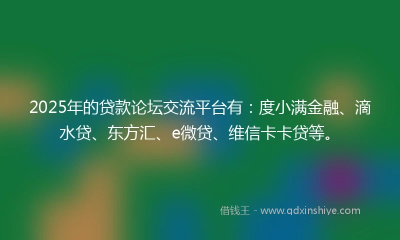 2025年的贷款论坛交流平台有：度小满金融、滴水贷、东方汇、e微贷、维信卡卡贷等。