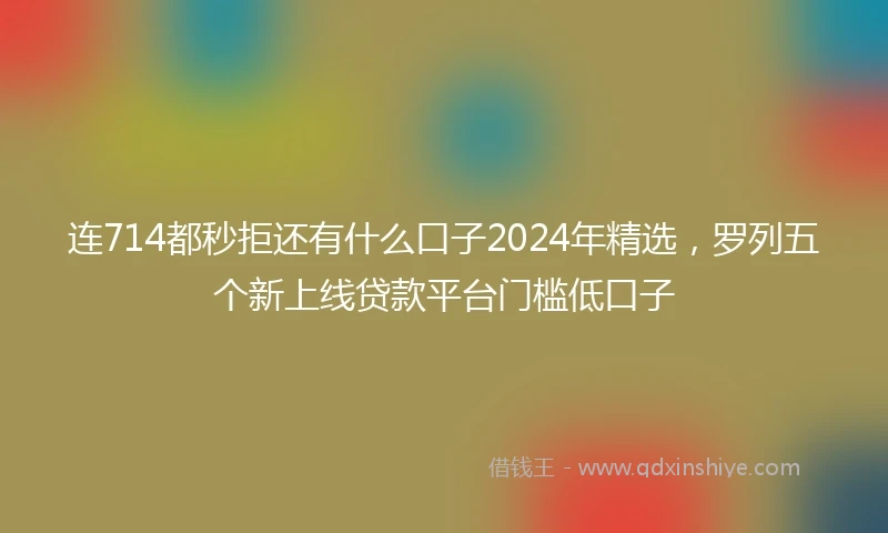 连714都秒拒还有什么口子2024年精选，罗列五个新上线贷款平台门槛低口子