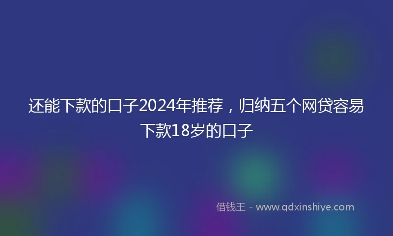 还能下款的口子2024年推荐，归纳五个网贷容易下款18岁的口子